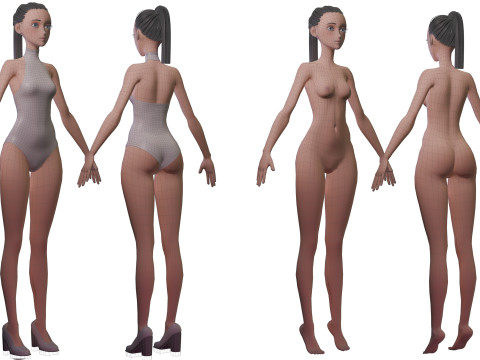 Stylized Girl Basemesh 2 3D मॉडल