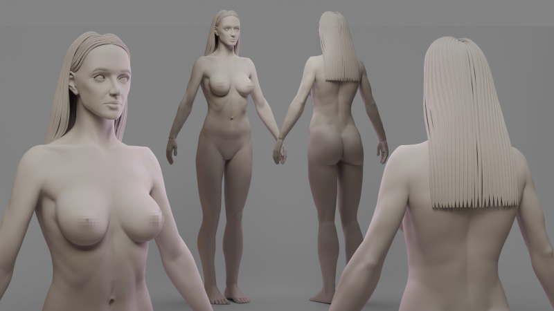 Body female 3D Model .c4d .max .obj .3ds .fbx .stl .blend