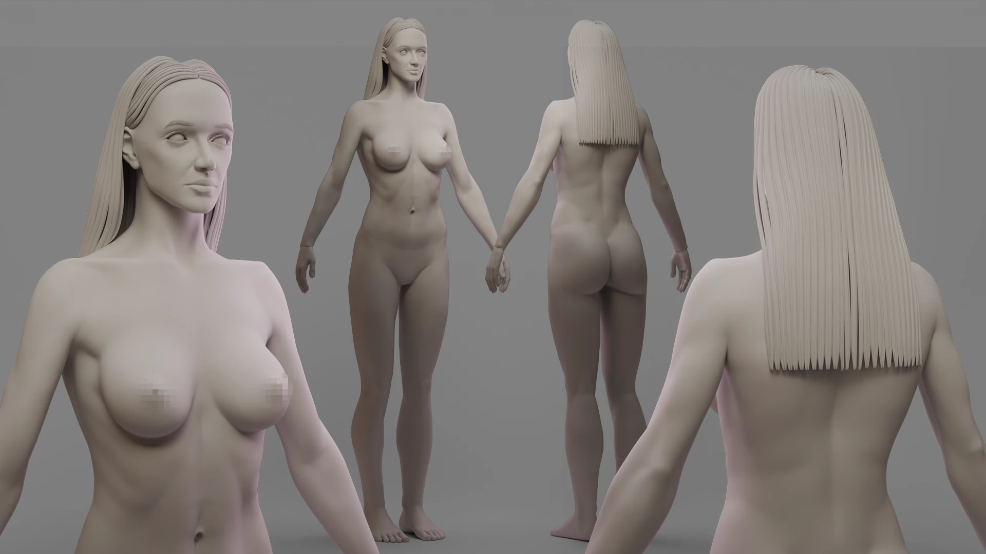 Body female 3D Model .c4d .max .obj .3ds .fbx .stl .blend 