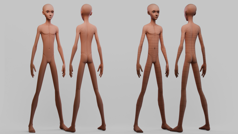 Stylized Boy Basemesh 3D 模型 .c4d .max .obj .3ds .fbx .stl .blend 
