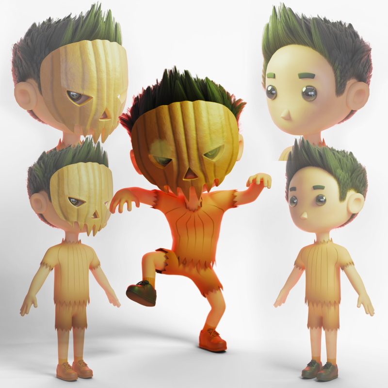 हेलोवीन लड़का 3D मॉडल .c4d .max .obj .3ds .fbx .stl .blend 