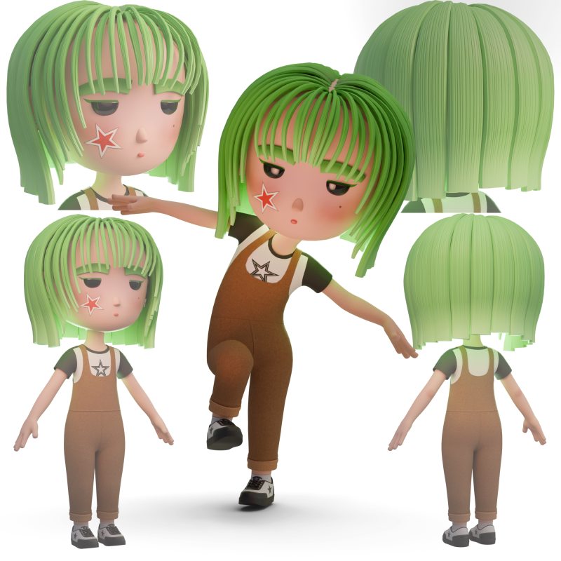 Chibi Girl 3D Model .c4d .max .obj .3ds .fbx .stl .blend