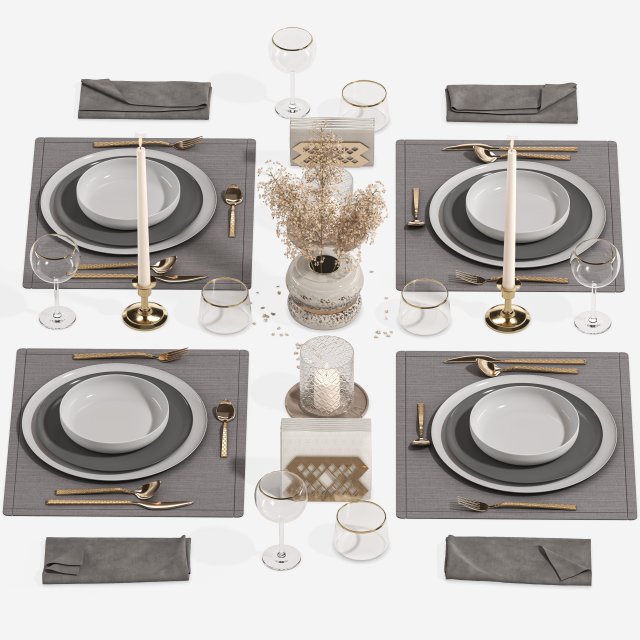 Tableware 001 3D Model .c4d .max .obj .3ds .fbx .stl .blend 