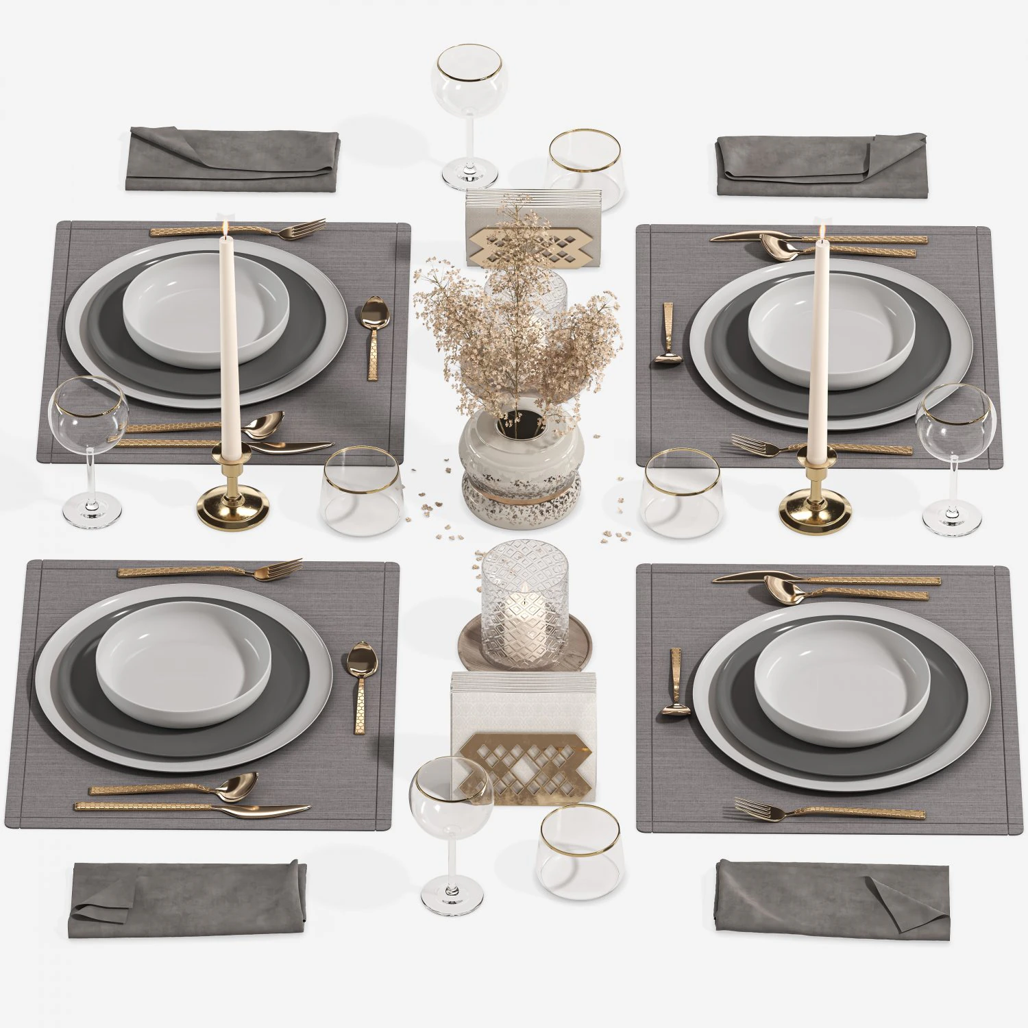 Tableware 001 3D Model .c4d .max .obj .3ds .fbx .stl .blend 