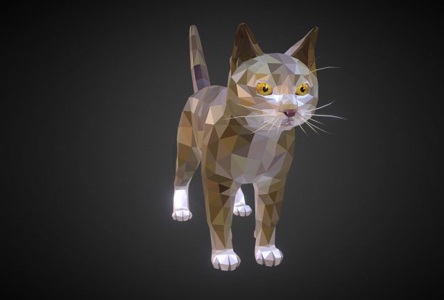 low poly animal cat 3Dモデル .c4d .max .obj .3ds .fbx .stl .blend 