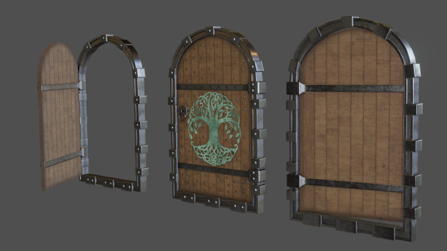 fantasy viking door game ready model pbr textures 4k low-poly 3D Model .c4d .max .obj .3ds .fbx .stl .blend 