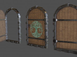 fantasy viking door game ready model pbr textures 4k low-poly 3D Model