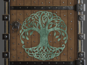 fantasy viking door game ready model pbr textures 4k low-poly 3D Model