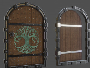 fantasy viking door game ready model pbr textures 4k low-poly 3D Model