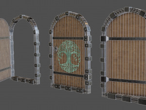 fantasy viking door game ready model pbr textures 4k low-poly 3D Model