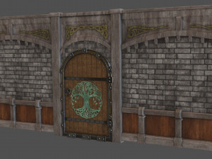 fantasy viking door game ready model pbr textures 4k low-poly 3D Model