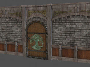 fantasy viking door game ready model pbr textures 4k low-poly 3D Model