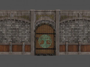 fantasy viking door game ready model pbr textures 4k low-poly 3D Model