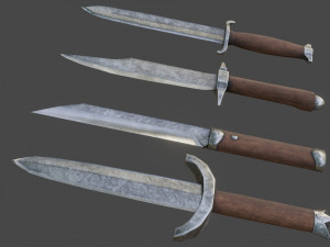 iron daggers pack game ready model pbr textures 4k low-poly Model 3D