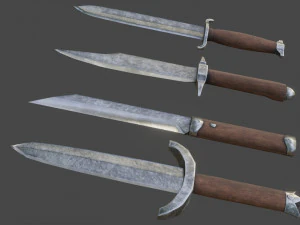iron daggers pack game ready model pbr textures 4k low-poly 3D Model