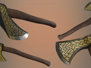 viking axe game ready model pbr textures 4k low-poly 3Dモデル