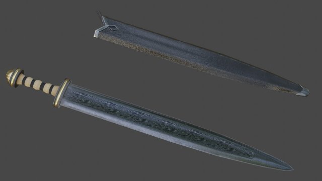 gladius game ready model pbr textures 4k low-poly free 3D Model .c4d .max .obj .3ds .fbx .stl .blend 