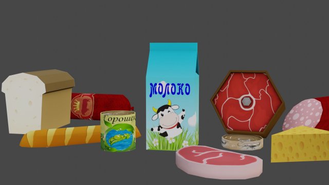 food pack low poly game ready model textures only deffuse 1k 3D Model .c4d .max .obj .3ds .fbx .stl .blend