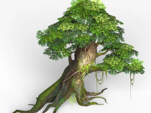 game ready fantasy tree 02 3D Model