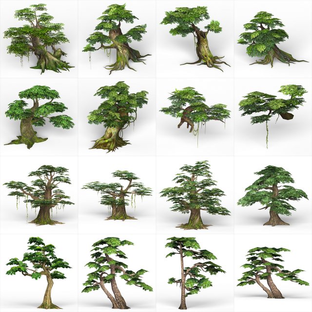game ready fantasy tree collection 3D Model .c4d .max .obj .3ds .fbx .stl .blend 