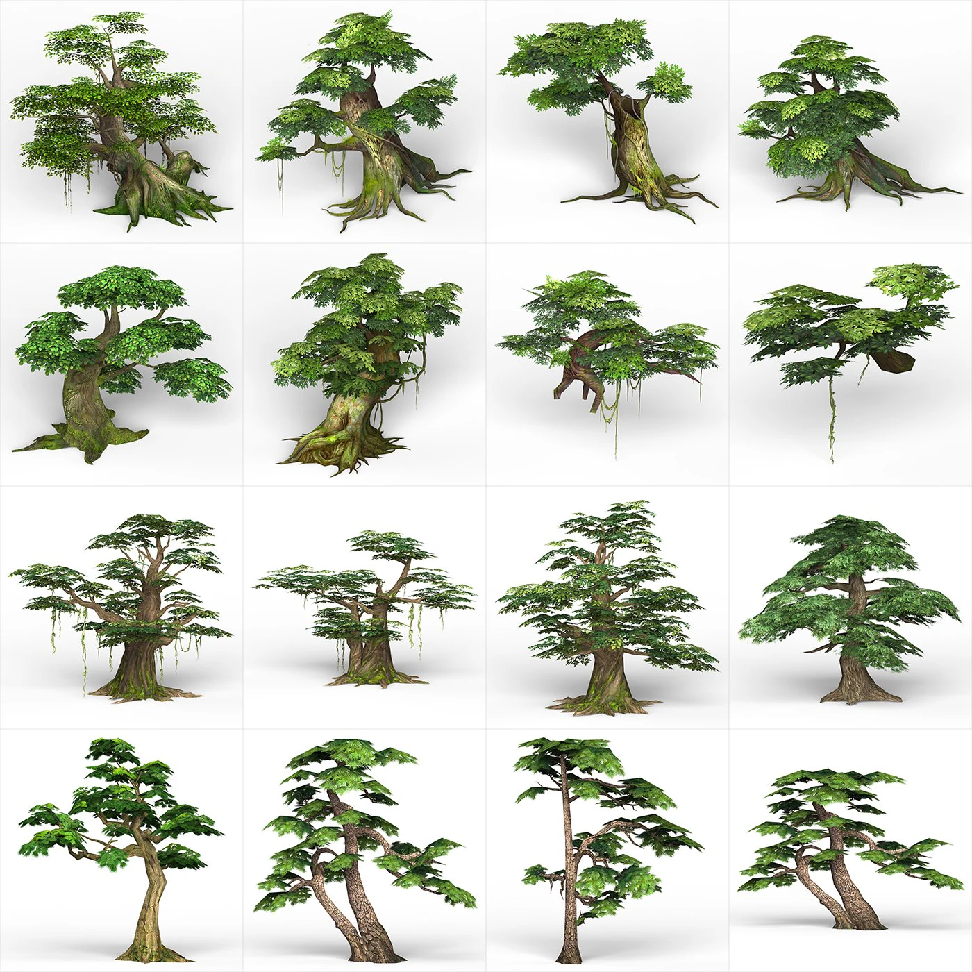 game ready fantasy tree collection 3D Model .c4d .max .obj .3ds .fbx .stl .blend 