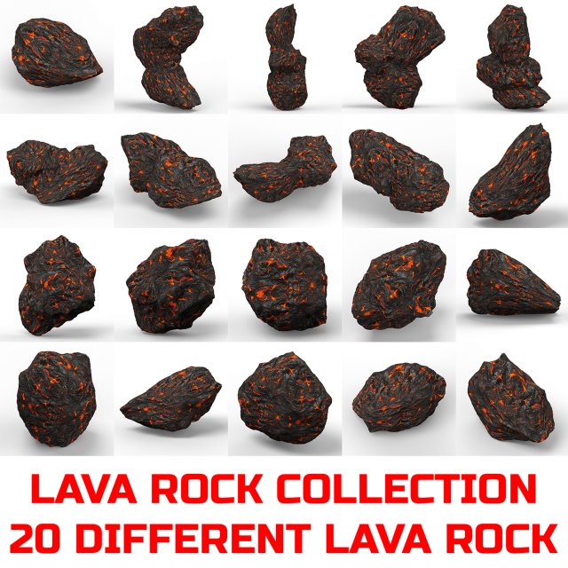 Lava Rocks Collection 3D Model .c4d .max .obj .3ds .fbx .stl .blend 