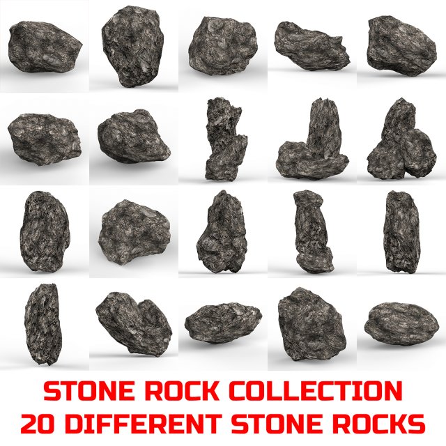 Rocks Stone Collection 3D मॉडल .c4d .max .obj .3ds .fbx .stl .blend 