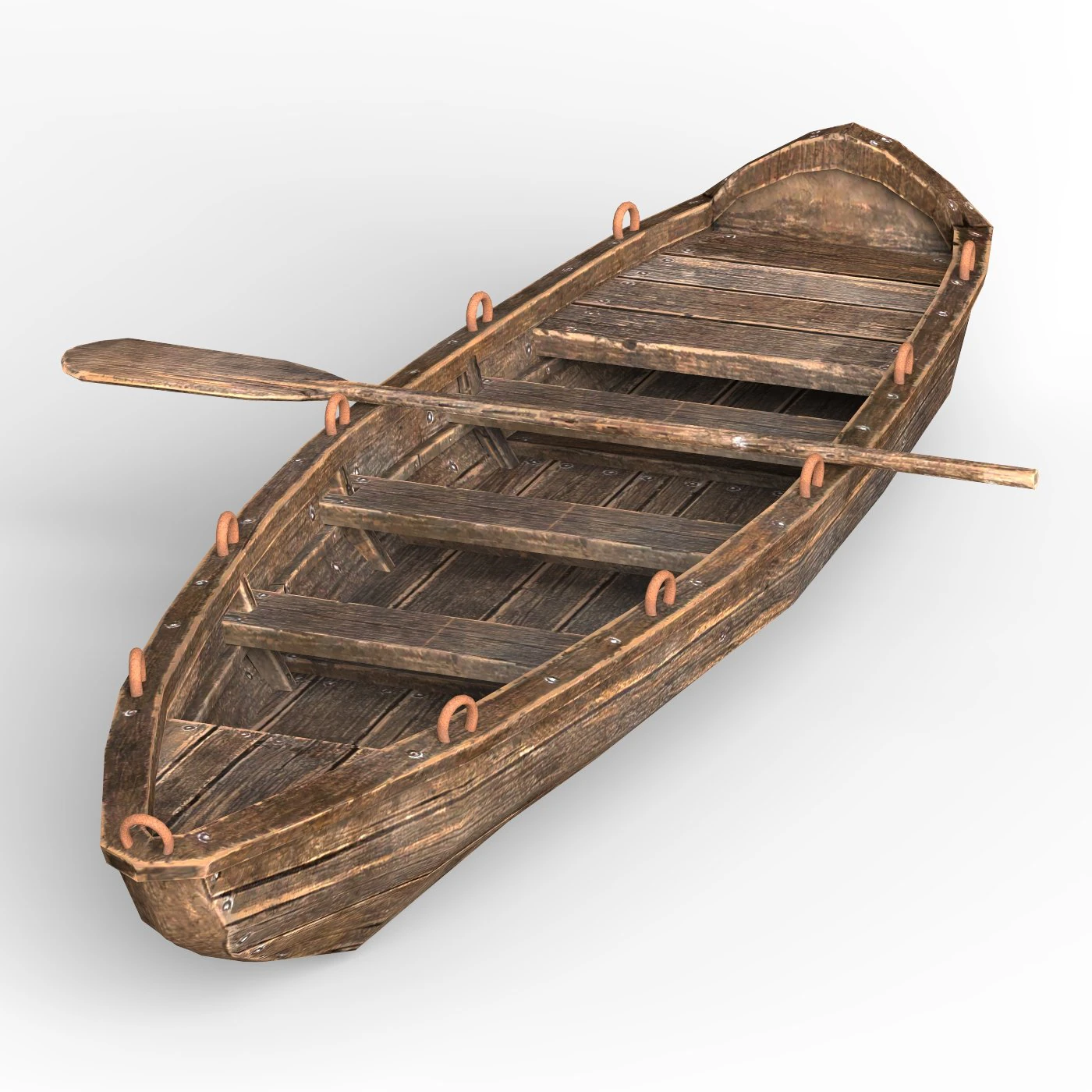 Wooden Boat 3D Model .c4d .max .obj .3ds .fbx .stl .blend