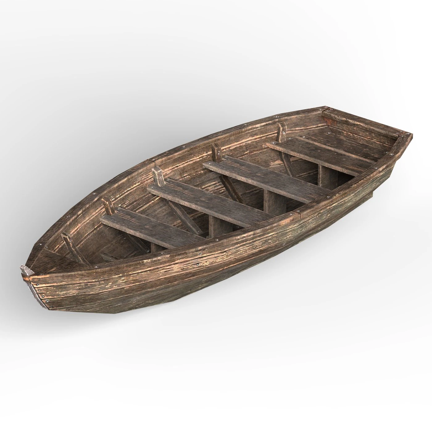 Wooden Boat 3D Model .c4d .max .obj .3ds .fbx .stl .blend