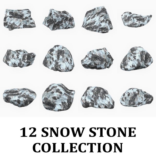 Snow Stone Collection Model 3D .c4d .max .obj .3ds .fbx .stl .blend 