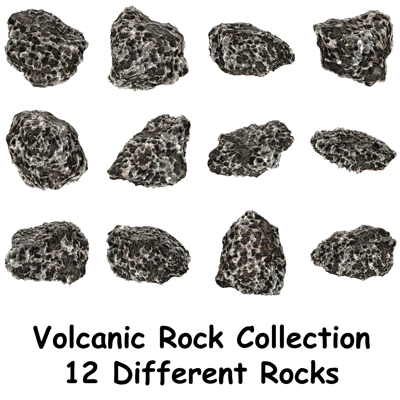 Volcanic Rock Collection 3D Model .c4d .max .obj .3ds .fbx .stl .blend 