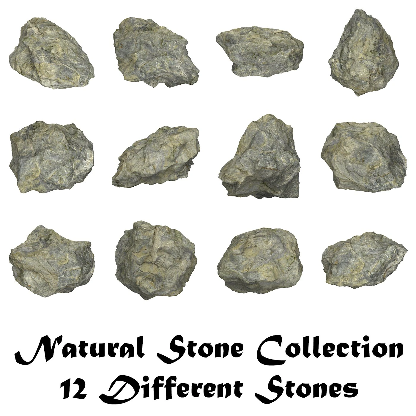 Natural Stone Collection 3D Model .c4d .max .obj .3ds .fbx .stl .blend