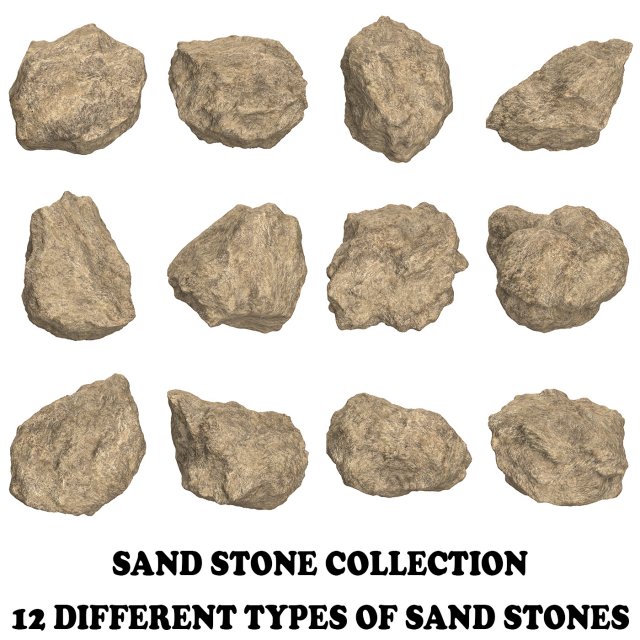 Sand Stone Collection 3D Модель .c4d .max .obj .3ds .fbx .stl .blend 