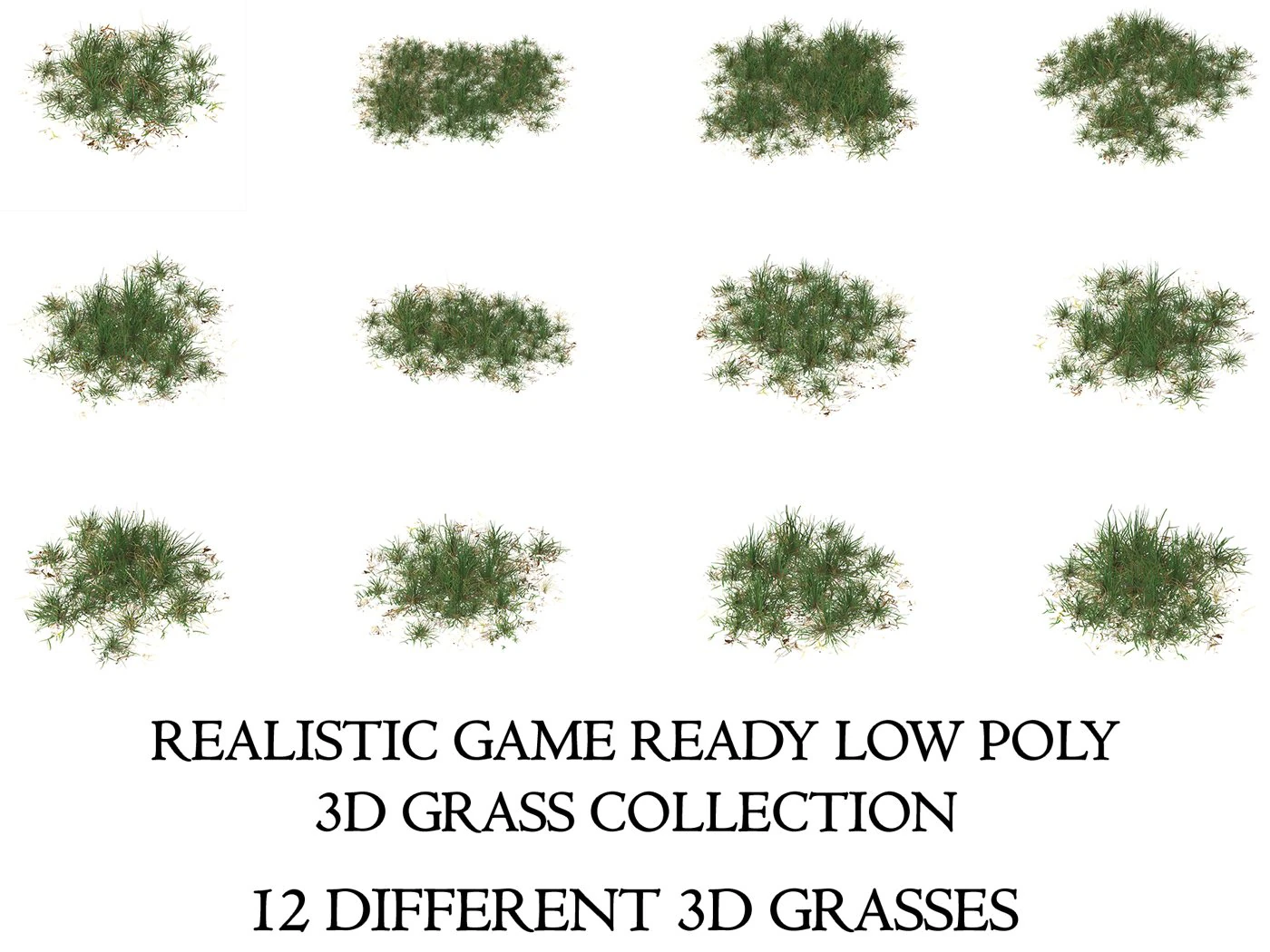 Realistic Game Ready Grass Collection 3D Model .c4d .max .obj .3ds .fbx .stl .blend