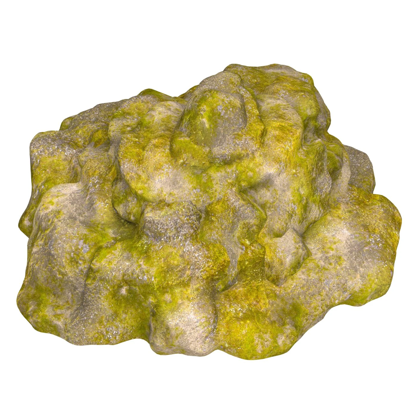 Moss Stone Rock 07 3D Model .c4d .max .obj .3ds .fbx .stl .blend 