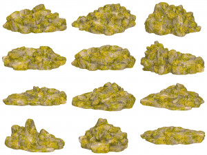Game Ready Moss Stone Rock Collection 3D Model