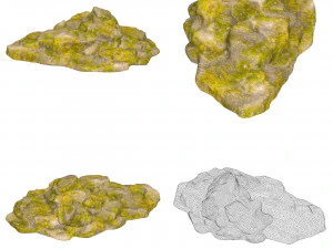 Game Ready Moss Stone Rock Collection 3D Model