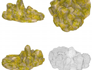 Game Ready Moss Stone Rock Collection Modelo 3D