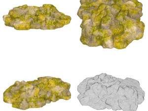 Game Ready Moss Stone Rock Collection 3D Model