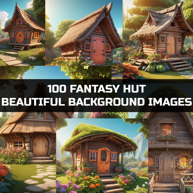 100 Fantasy Hut Beautiful Background CG 텍스쳐 .c4d .max .obj .3ds .fbx .stl .blend 