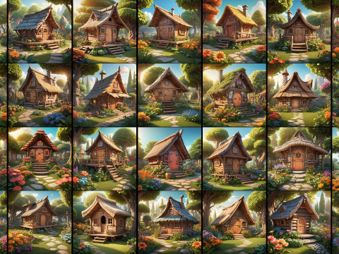 100 Fantasy Hut Beautiful Background CG 텍스쳐