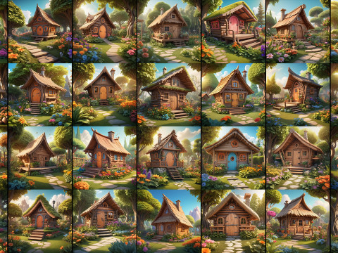 100 Fantasy Hut Beautiful Background CG 텍스쳐