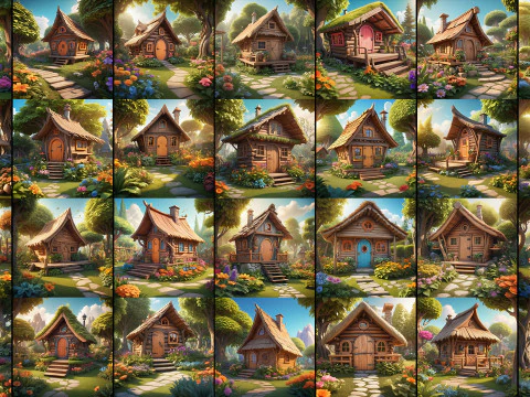100 Fantasy Hut Beautiful Background CG Textures