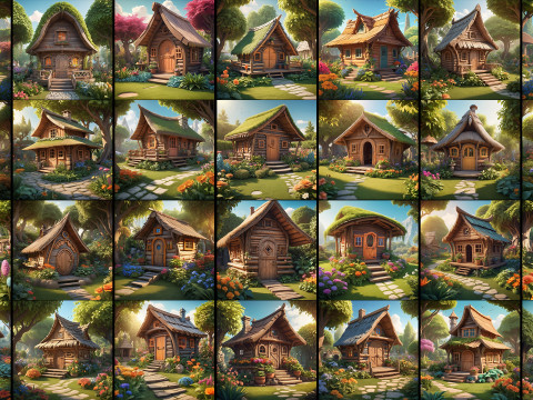 100 Fantasy Hut Beautiful Background CG 텍스쳐