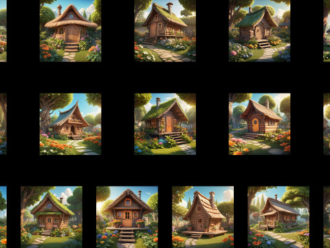 100 Fantasy Hut Beautiful Background CG 텍스쳐