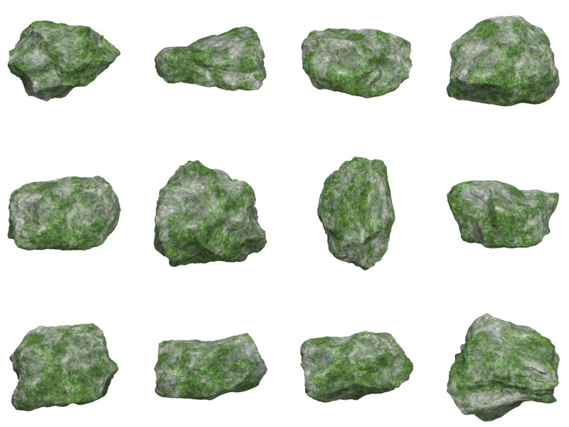 12 Mossy Rock Collection Modello 3D .c4d .max .obj .3ds .fbx .stl .blend