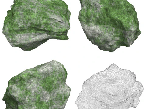 12 Mossy Rock Collection 3D Model