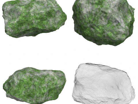 12 Mossy Rock Collection 3D Model