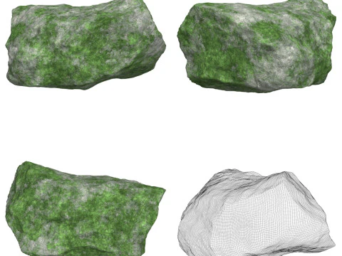 12 Mossy Rock Collection 3D Model