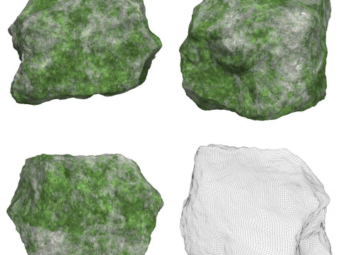 12 Mossy Rock Collection 3D Model